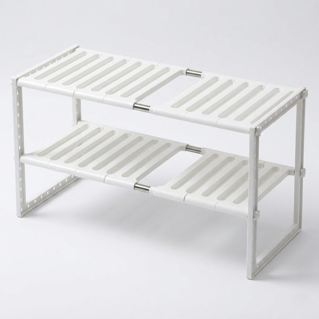 Organizador Extensible de Doble Nivel en Acero Inoxidable