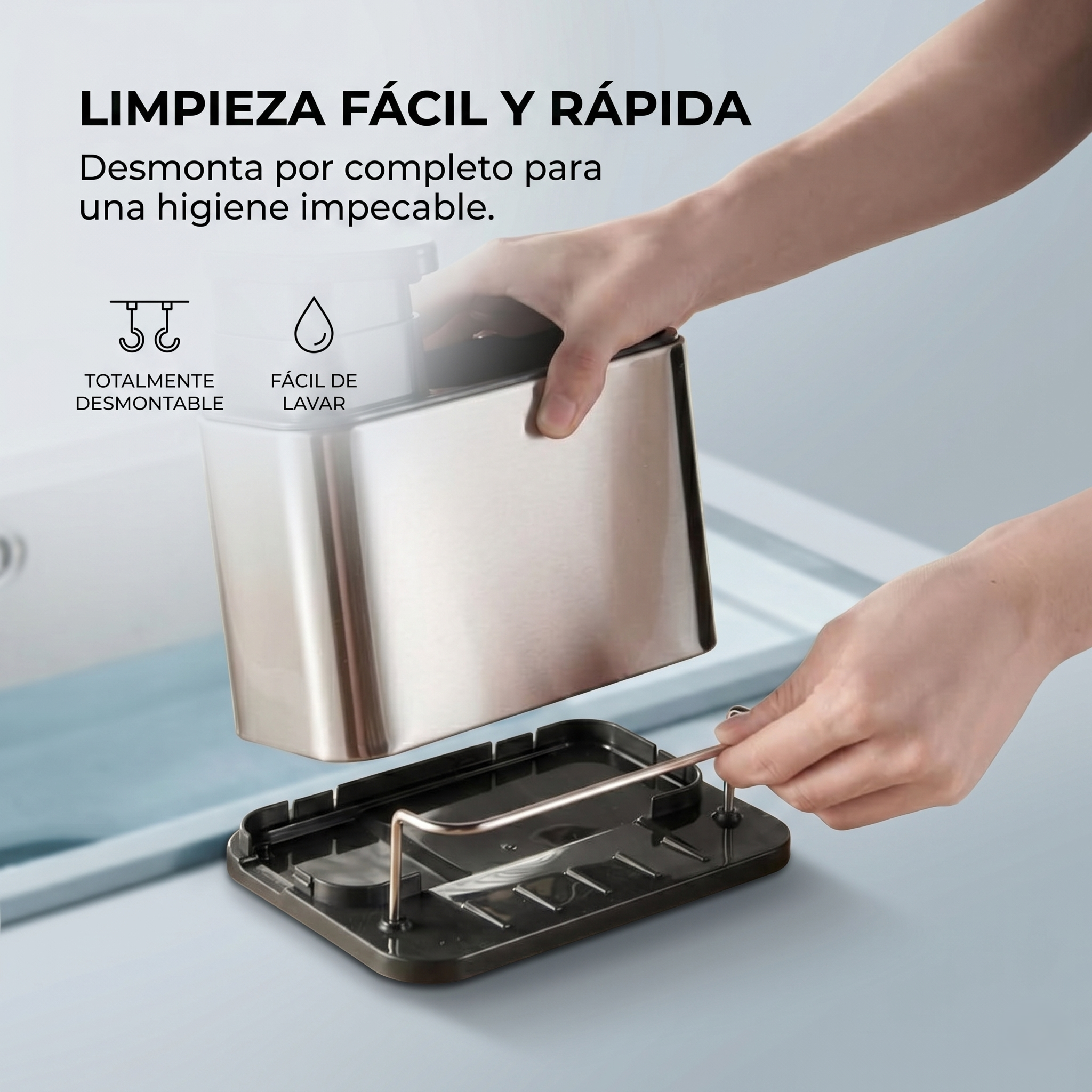 Dispensador de Jabón 3-en-1 Premium en Acero Inoxidable