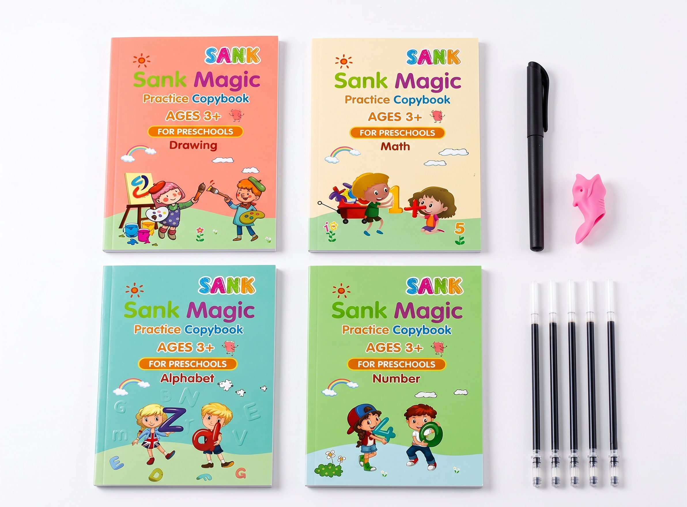 Set  Cuaderno Mágico de Caligrafía 3D Montessori: Aprender, Trazar y Reutilizar Infinitamente