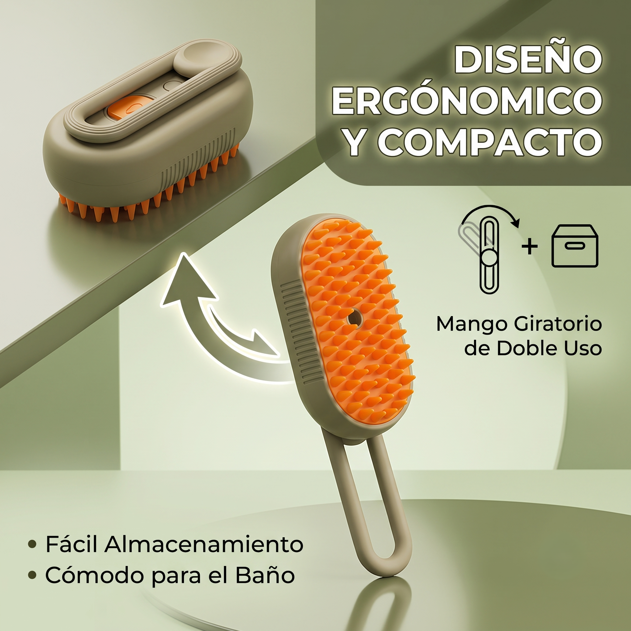 Cepillo A Vapor Para Mascota Con Mango