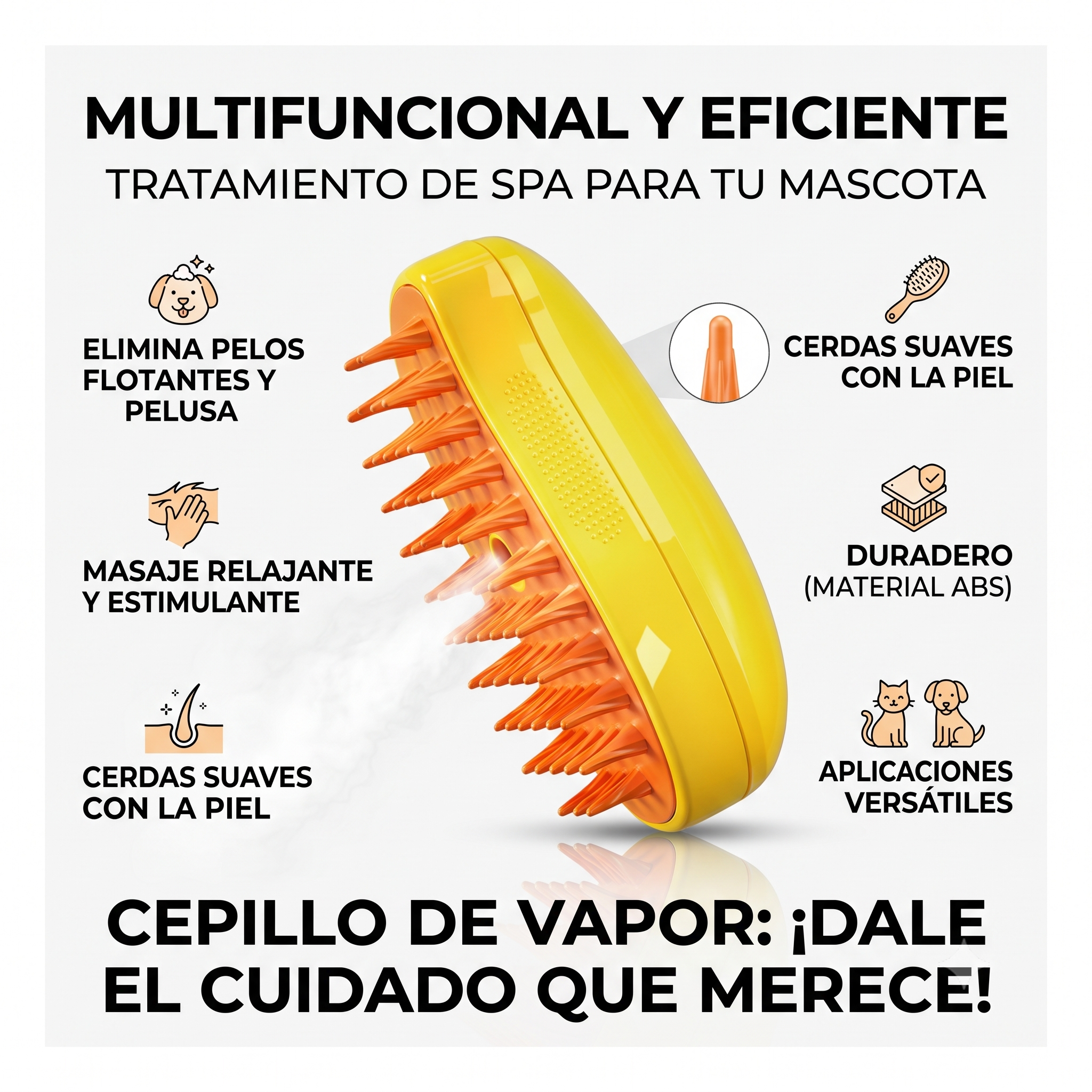 Cepillo Vapor Multifuncional De Mascota