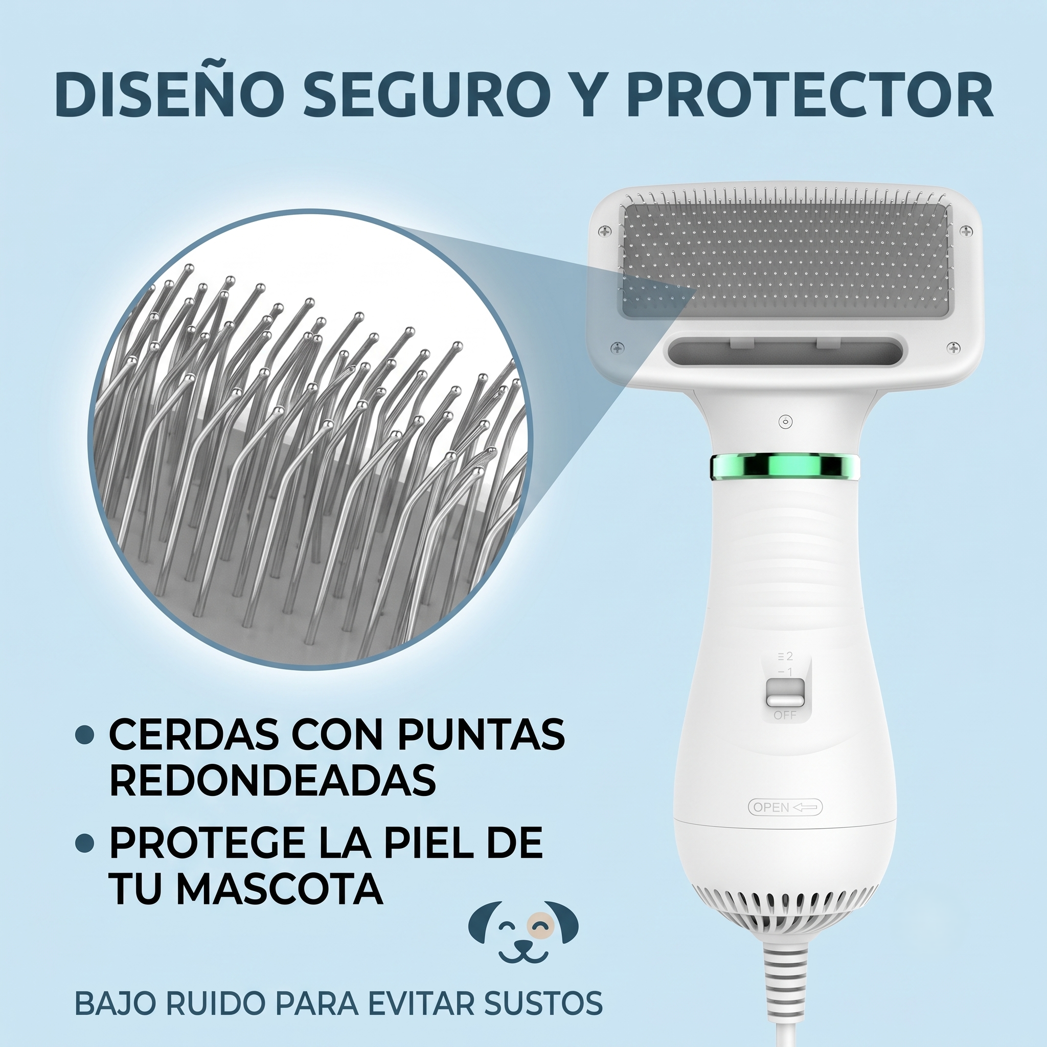 Cepillo Secador Profesional 2 en 1: Aseo para Mascotas