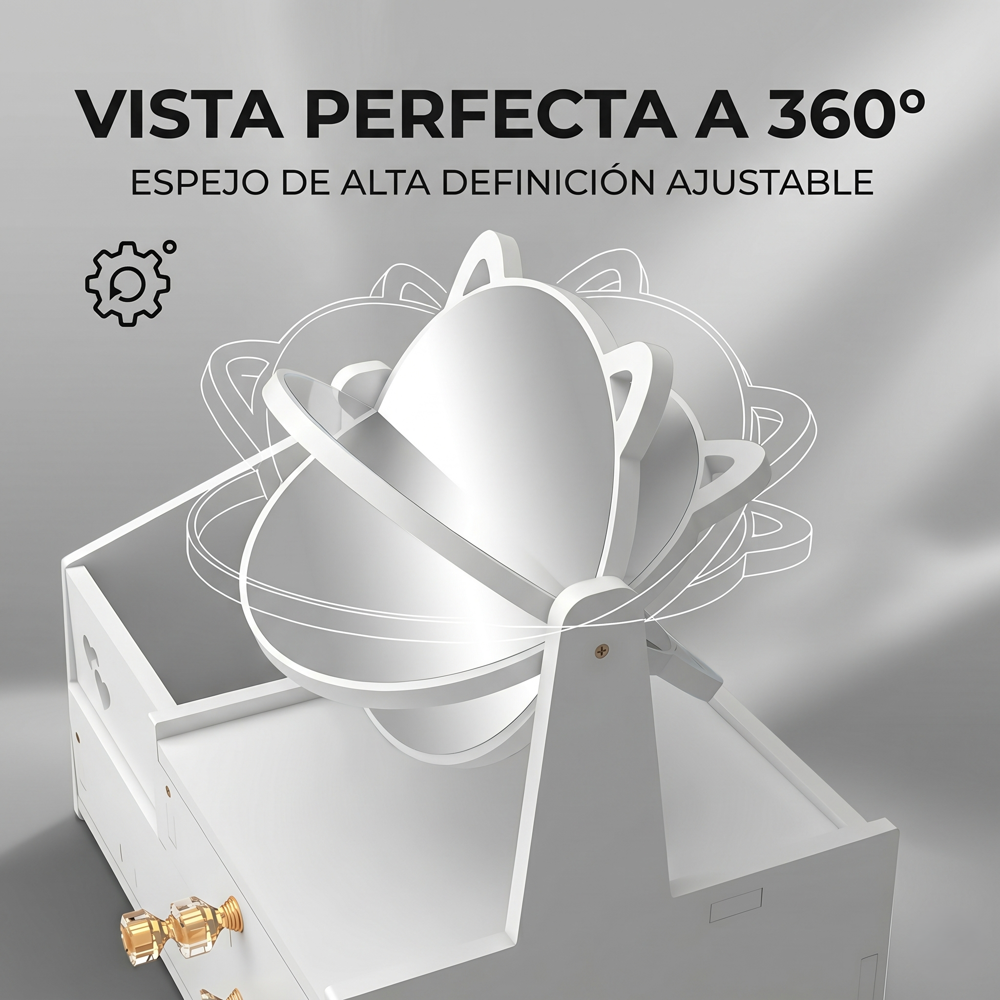 Organizador Maquillaje Espejo Giratorio