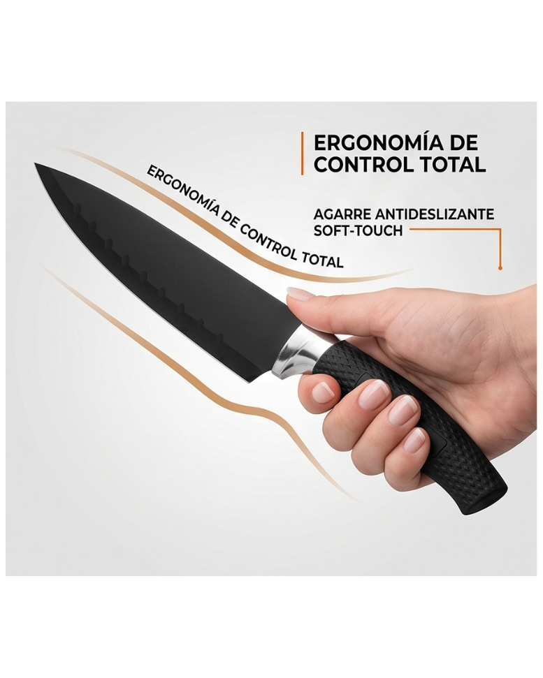 Colección Noir: Set de 7 Cuchillos de Precisión Suiza